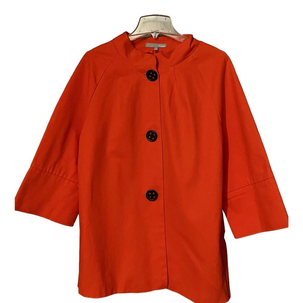 ETAM COAT COTTON TEXTURED SOFT ALINE SWING ORANGE RED SIZE UK 10 / 8 US